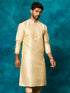 Vastramay Men's Beige Banarasi Jacquard Kurta